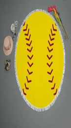 Круглая кисточка бейсбол софтбол пляжный полотенце микроволокно для баскетбольного баскетбольного футбольного полотенца для ванны йога коврик 150cm9056171