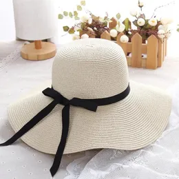 Summer Straw Hat Women Big Wide Brim Beach Sun Sunble Blok UV Protection Panama Bone Chapeu Feminino240409