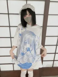 QWEEK giapponese Stampa anime magliette bianche donne harajuku kawaii dolce ragazza grafica estetica grafica maniche corte magliette estate