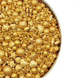 Party Supplies Gold Sprinkles Pärlor för DIY Cake Baking Balls Wedding Decor Simulation Bead Decoration grossist