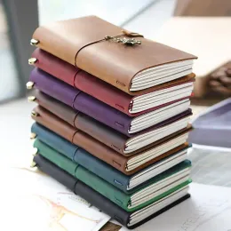Notebooks Echtes Leather Journal Nachfüllbares Reisebuch Retro DIY Handmade Tagebuch tragbarer Skizzenbuchschule Bürogeschenk angepasst
