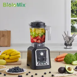 Biolomix Professional Kitchen Smoothie Blender BPA Бесплатный 2L Низкопрофильная банка Автоматическая программа продовольственная микшер соковыжималка ледяная дробилка