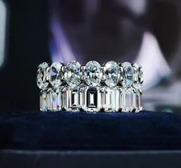 2019 Luxusschmuck 925 Sterling Silber Emerald Cut White Topaz CZ Diamond Gemstones Ewigkeit Frauen Hochzeit Engagement Ba2865572