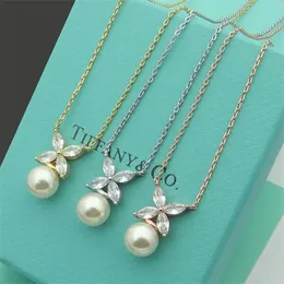 S925 silver jewelry necklace female small niche ins wind contracted four leaf clover horse eye necklace fashion natural pearl necklace