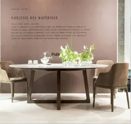 석재 대리석 원형 회전식 나무 식탁 의자 세트 북유럽 코미더 Sillas de Comedor Mesa Comedor Muebles de Madera Mesa