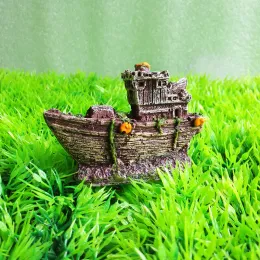 Resin Home Aquarium Ornament Wreck Sunk Ship Aquarium Ornament Sailing Boat Destroyer Fish Tank Tank Aquarium Decoration