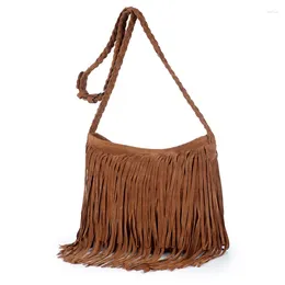 Torby na ramię 2024 Frosted Bag Fashion Retro Tassel Messel Crossbody for Women Bolso Mjer Verano2024 Bandolera