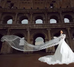 Lussuoso treno della cattedrale Veli da sposa in pizzo super lungo 3 metri ricamando veli floreali per abiti da sposa in spiaggia della spiaggia per la spiaggia da sposa AC5057923