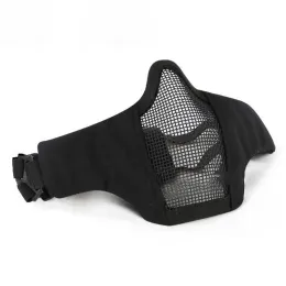 Capitões de ciclismo Máscaras homens airsoft de máscara de metal de aço de aço de aço ao ar livre respirável Proteção de rosto de face Hunting Paintball Mask5020026 Dro otnz3