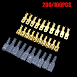 100 pezzi/lotto 2,8/4,8/6,3 mm Connettore di cavi per cavi oro oro di crimpatura maschio femmina Kit di cavi elettrici per altoparlanti in oro