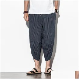 Herrenhosen Baggy Baumwolle Harem Männer 2023 Sommer Japaner Vintage Striped Women Hip Hop Plus Größe Weitbein Pantalon 230710 Drop Lieferung Dhij7