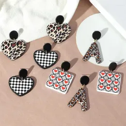 Dangle Earrings Charm Statement Big For Women Sexy Fashion Leopard Alphabet Heart Checkered Brincos Pendurados