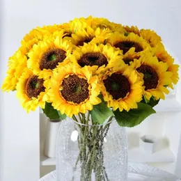 Dekorative Blumen gelbe Sonnenblumen Dekoration Seide Künstliche Blume Hochqualität 4 Farben Sonnenblumen Home Office Hochzeit