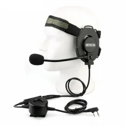 Fone de ouvido tático Militar Wakie Talkie Headset Microfone AirSoft para Kenwood Baofeng UV-5R/Quansheng UV K5