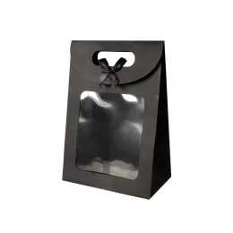 5/10/20pcs Transparent Window Gift Bags For Wedding Birthday Home Party White Black Packaging Box Baking Takeaway Bag
