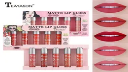 Teayason Makeup Mini Lip Gloss Set för kvinnor 5st Set Matte Lipgloss Moisturizer Nutritious Natural Case Liquid Lipstick4941520