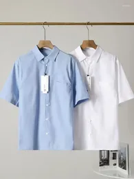 القمصان غير الرسمية للرجال Zach Ailsa 2024 Spring Solid Color Label Short Shirt Stirt Stirt Top Top