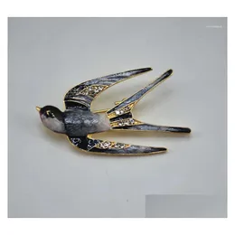 Pins Brooches 6Pcs/ Lot Fashion Jewelry Metal Enamel Bird Llow Brooch Drop Delivery Dh8Bl