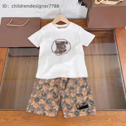 2024 toddler designer clothes T-shirts Kids Sailor Collar Cotton Linen T Shirt Pants 2pcs Summer Clothes Set Boys Girls Suit