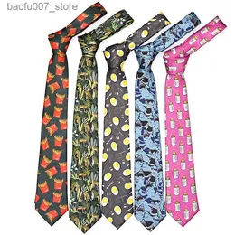 Neck Ties Printed tie men and women alike funny creative cartoon hand printed digital 7.5cm plant animal shark tieQ