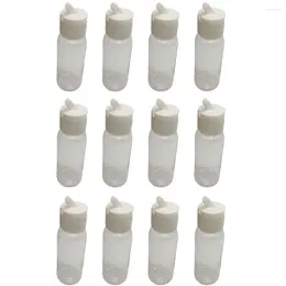 Storage Bottles 12Pcs Empty Transparent Pour Spout Cap 1oz Dispensing Bottle Refillable Round Plastic Flip Top Containers