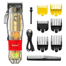 Clippers Kemei Professionelles Haar Clipper Männer Elektrischer kabelloser Rasierer Trimmer wiederaufladbare Haarschnittmaschine Friseur mit transparentem Körper