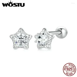 Orecchini per borchie wostu semplice moissanite stella heart round women 925 sterling in argento taglio taglio tagliente per levate di gioielli