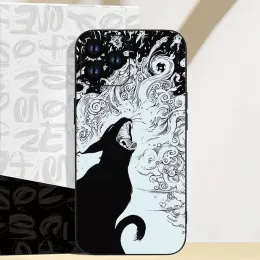 아이폰 11 12 13 14 15 미니 프로 XS Max X S Plus XR Shell의 마녀 및 고양이 화려한 전화 케이스