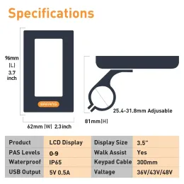 Электрический велосипедный дисплей Bafang DPC18 со спидометром USB -зарядного порта для среднего двигателя BBS01B BBS02B BBSHD Спидометр