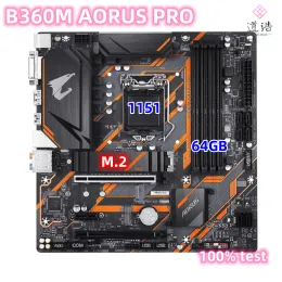 기가 바이트 B360M Aorus Pro Motherboard 64GB DVI HDMI 3*M.2 LGA 1151 DDR4 Micro ATX B360 메인 보드 100% 테스트 완전 작업