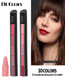 5 in 1 mattes Lippenstift -Kit wasserdichte Nacktkombination Lipgloss Lange anhaltende Samt Red Teint Sexion Sexy Lip Tint Cosmetic3843331