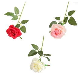 Flores decorativas 12pcs Conjunto de artesanato requintado e elegância rosas seda para toque romântico rosa claro