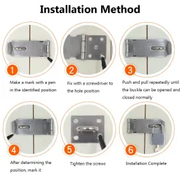 Padlock Hasp Door Clasp Lock 90 Degree Right Angle Shed Gate Latch Household Burglar-proof Bolt Door Buckle with Mounting Screws