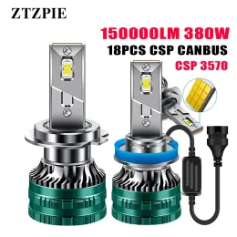 ZTZPIE 6000K HB3 HB4 9005 9006 H1 H7 H4 H11 Lupa BULB CANBUS LED LAMP CSP 3570 Hög Effekt bilens strålkastare Ljus 380W 150000LM