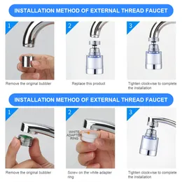 Filtro filtro pulito per il rubinetto Purificatore a 360 gradi Filtri a rotazione Adattatore di rubinetto Anti-Splash per bagno per la cucina per la casa