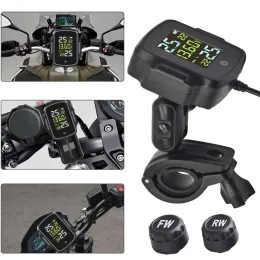 Motorcycle TPMS Motorbike Tire Pressure Monitoring System Tyre Temperature Alarm System with QC 3.0 USB Charger for Phone Tablet