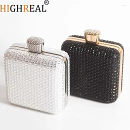 Bolsas de noite designer de luxo Diamond Square Bag Crystal Shiny Rhinone Dinner Party Bling Clutch Burse ombro