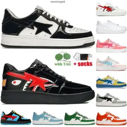 Designer lässige Schuhe für Männer Frauen Sta SK8 Schwarzweißes Patent Leder Wildleder grau grüner silberne Hai Rosa Trainer Teller-Forme-Ausgangsspaziergang Casual Star Sneakers 24