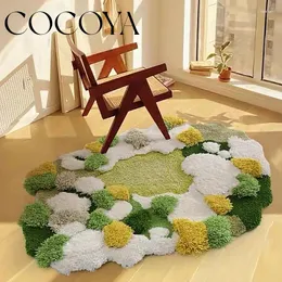 카펫 Moderne Tufted Moss 깔개 침실 3D 스테레오 잔디 바닥 매트 불규칙한 부드러운 소프트 슬립 카펫 욕실 공간 깔개 가정 장식