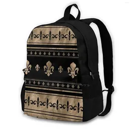 Рюкзак Fleur-de-Lis Luxury Ornament-Black и Gold School Bag Bag Naptop 15-дюймовый Fleur de Lis Lily