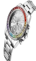 Wristwatches الفاخرة أفضل العلامة التجارية Menwomen39s مضيئة قوس قزح Diamonds الطلب 30 متر نساء مقاومة للماء الكوارتز مشاهدة WatchWri5055486