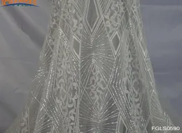 Tessuto di paillettes geometrici più recenti 3 anni tessuto in pizzo inavorio ricamato per abiti da sposa artigianato in pizzo in pizzo 3289579