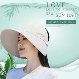 Ankunft koreanischer Stil einfache Sonnenhüte für Frauen mit großem Rand UV Protection240409