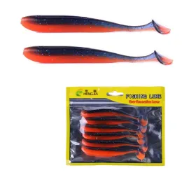 Hengjia 6pcs/Lot Pesca Fishing Soft Lure Worm Silicone Bait Swimbait 10cm-5.4G T Tail Artificial Bait Carp Tackle For Perch