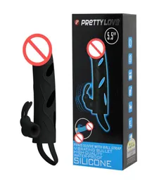 Silikon -Penis -Extender -Hülle Hahn Ringkugel Vibrator Männer Erektionsverbesserung von Käfig -Sexspielzeug für Paare vibrieren erotische Cockrin1288304