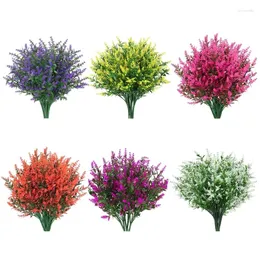 Fiori decorativi bouquet lavanda artificiale 8pcs giardino cortile esterno
