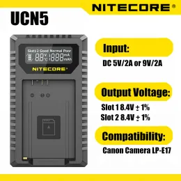 Zubehör Original NITECORE UCN5 -Kamera -Ladegerät Intelligent Dualsloot USB Fast Lade -LPE17 Outdoor Tragbares mobiles Ladegerät