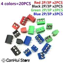 20 개 PCS KF301- 2P 3P 스크류 5.0mm 터미널 블록 2 핀 3 핀 PCB 터미널 블록 커넥터 블루, 그린, 빨간색 및 검은 색 선택 가능