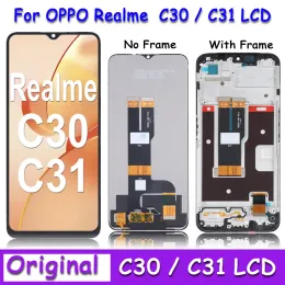 6.5 "originale per Oppo Realme C30 LCD RMX3581 LCD Display Screen Schermale Digitatore del pannello touch per Realme C31 Frame LCD RMX3501 Display