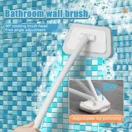 Replaceable Home Bathtub Tile Wall Glass Sponge Cleaning Brush Multifunctional Bathroom Long Handle Cleaning Brush